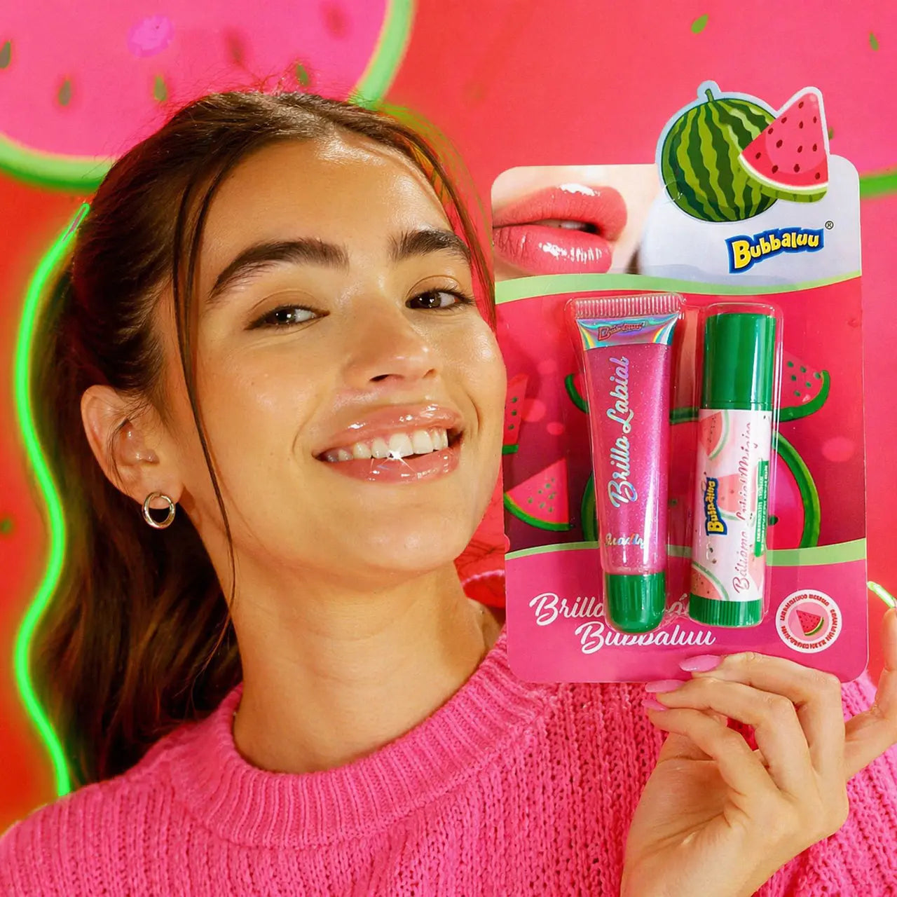 Brillo y Bálsamo Labial Bubbaluu 2 en 1 - Sandía