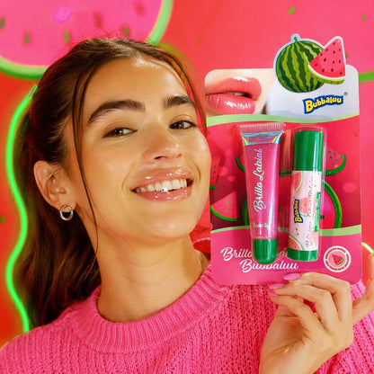 Brillo y Bálsamo Labial Bubbaluu 2 en 1 - Sandía