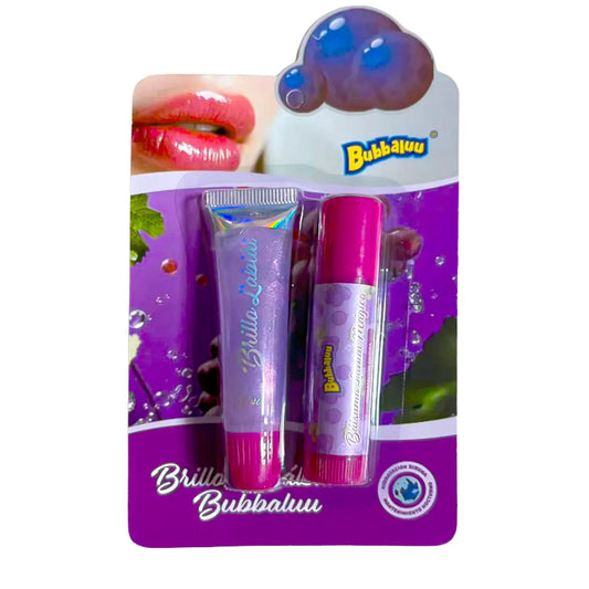 Brillo y Bálsamo Labial Bubbaluu 2 en 1 - Uva