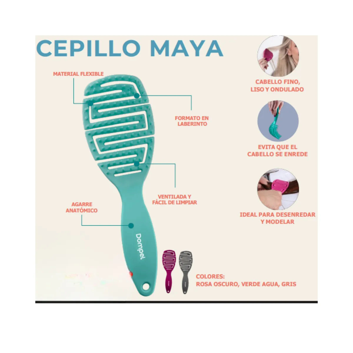 Cepillo Desenredante Maya Dompel - Con Aroma